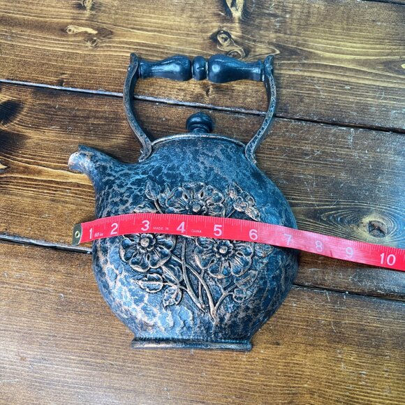 Vintage Homco Copper Patina Plastic Teapot & Pitcher Set Floral  Wall Hanging - Picture 11 of 12